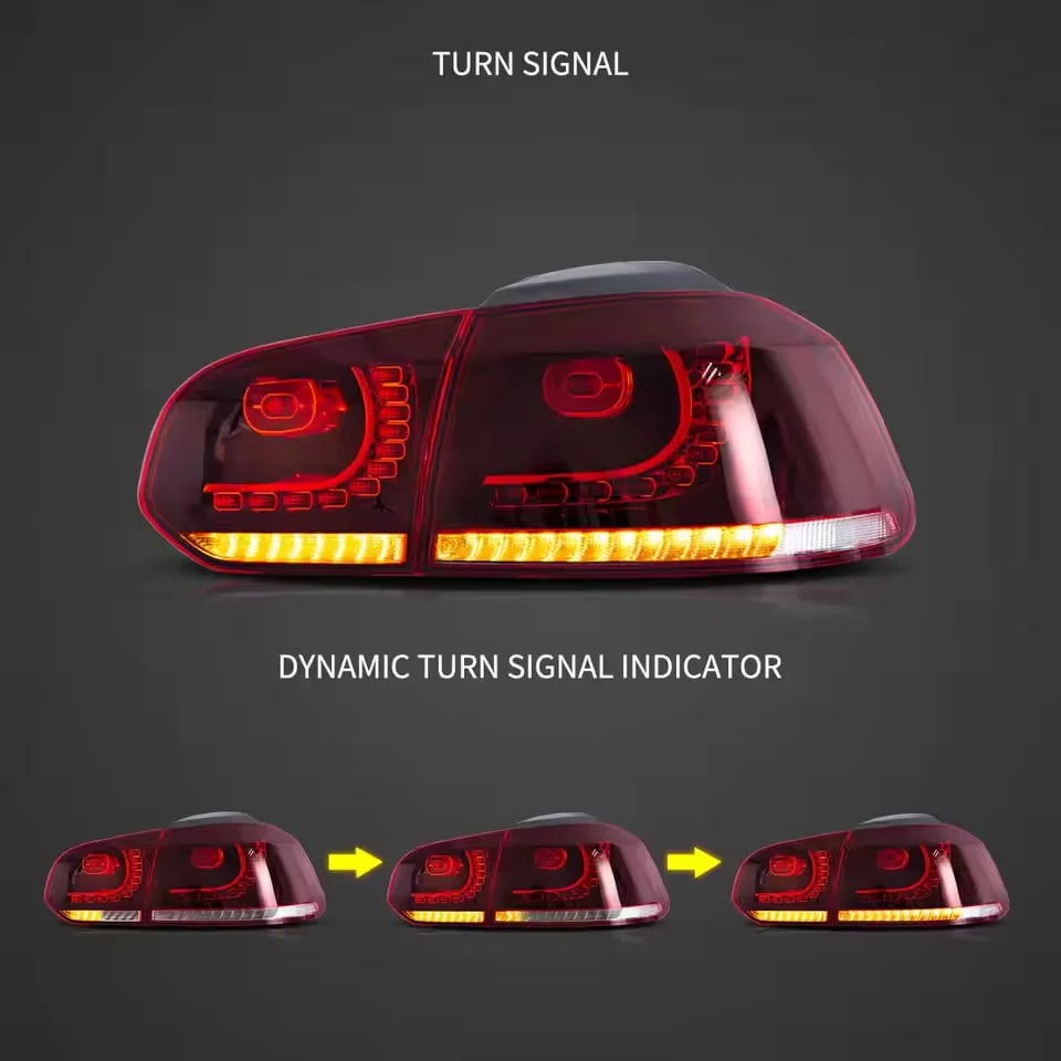 LED-baglygter til 2008–2014 VW Golf Mk6 med sekventielt blinklys