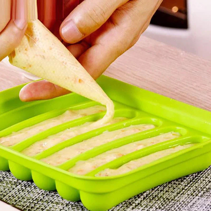 Six-Cavity Silicone Sausage Mould with Lid
