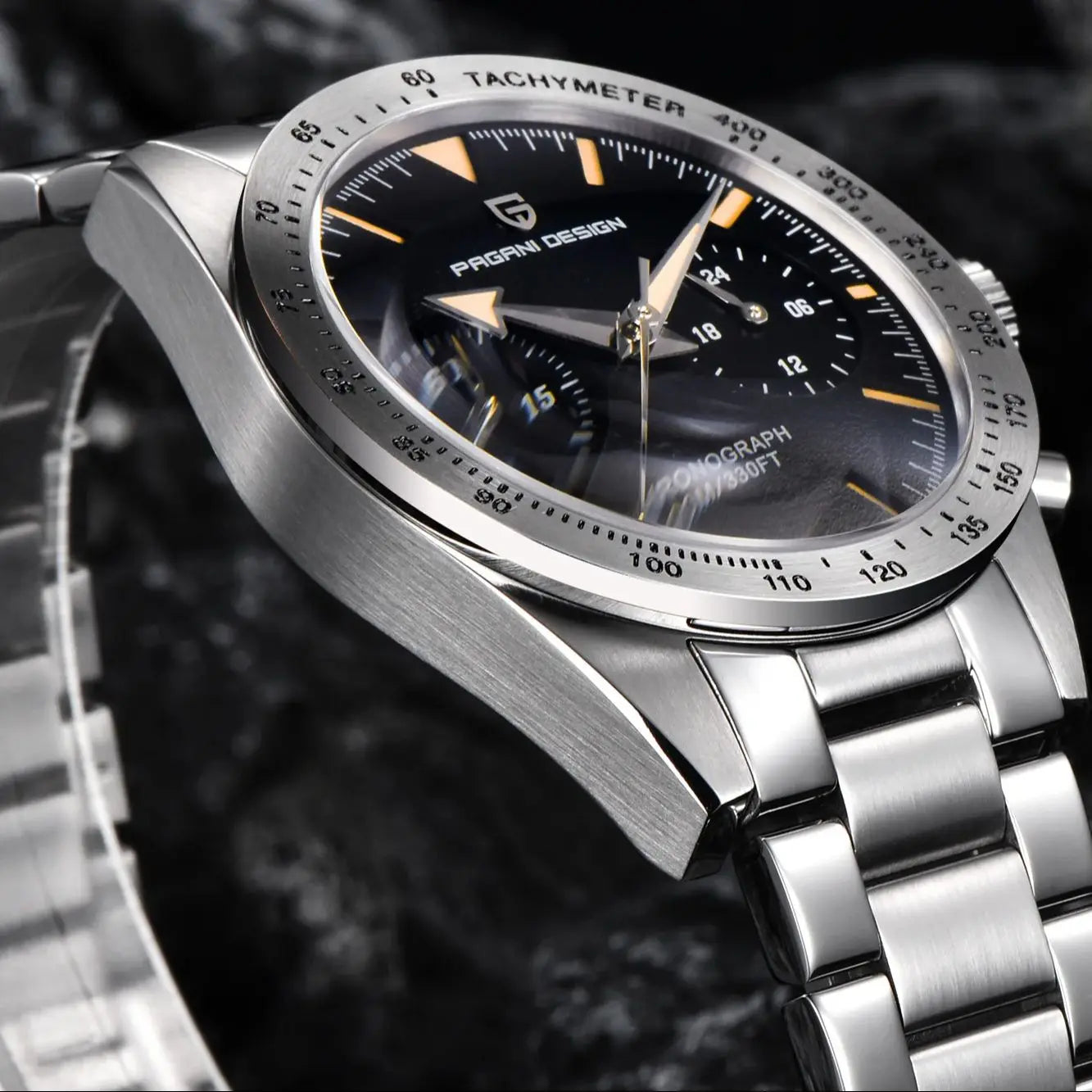 Herre Retro Pilot Chronograph Ur Rustfrit Stål 10Bar Vandtæt