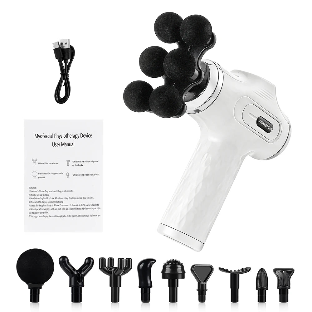 Mini Muscle Massage Gun with 10 Heads and Adjustable Intensity
