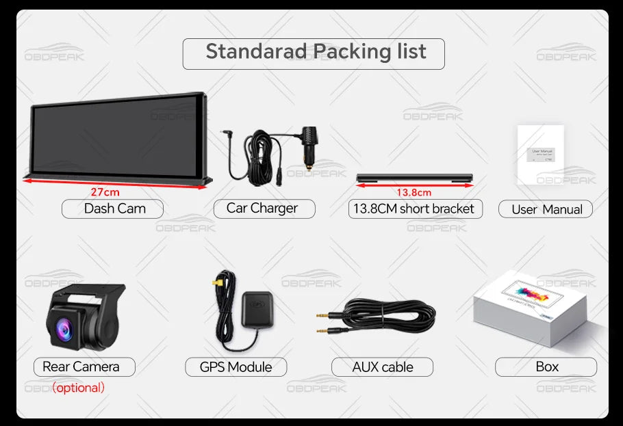 11.3" Android 14 Car Mirror Dash Cam with CarPlay, GPS & 1080P