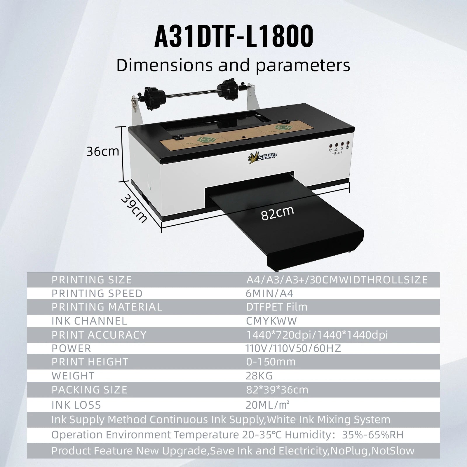Sada tiskárny A3 DTF TX800 XP600 L1800 pro přenos vysoce kvalitní fólie
