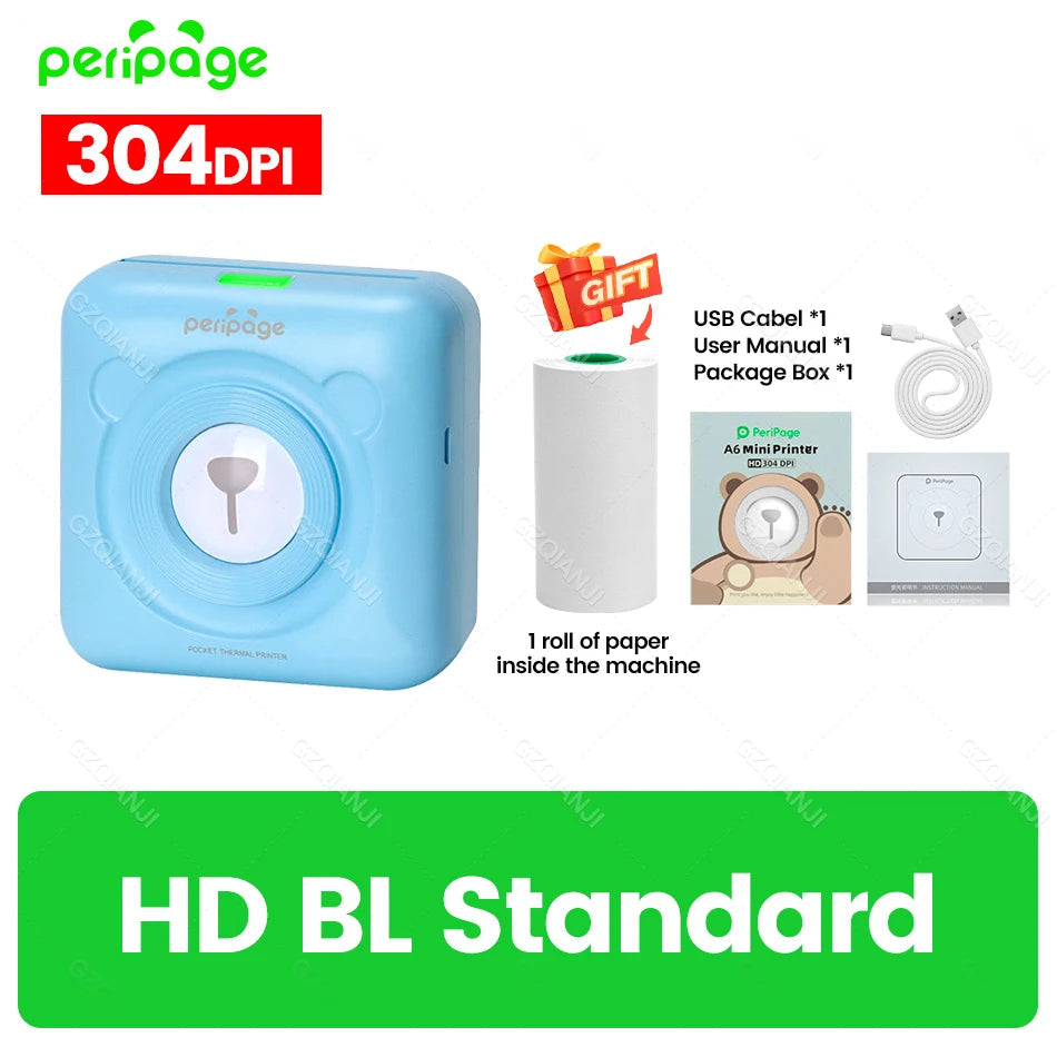 7 Colors Peripage A6 304DPI Mini Photo Printer Notes Sticker Label Printing Machine Bluetooth Portable Wireless Printer Marker 