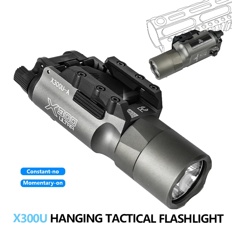 US Warehouse Metal SF X300 X300U Ultra Pistol Scout Light Tactical Rifle Airsoft Hunting Flashlight for 20mm Rail