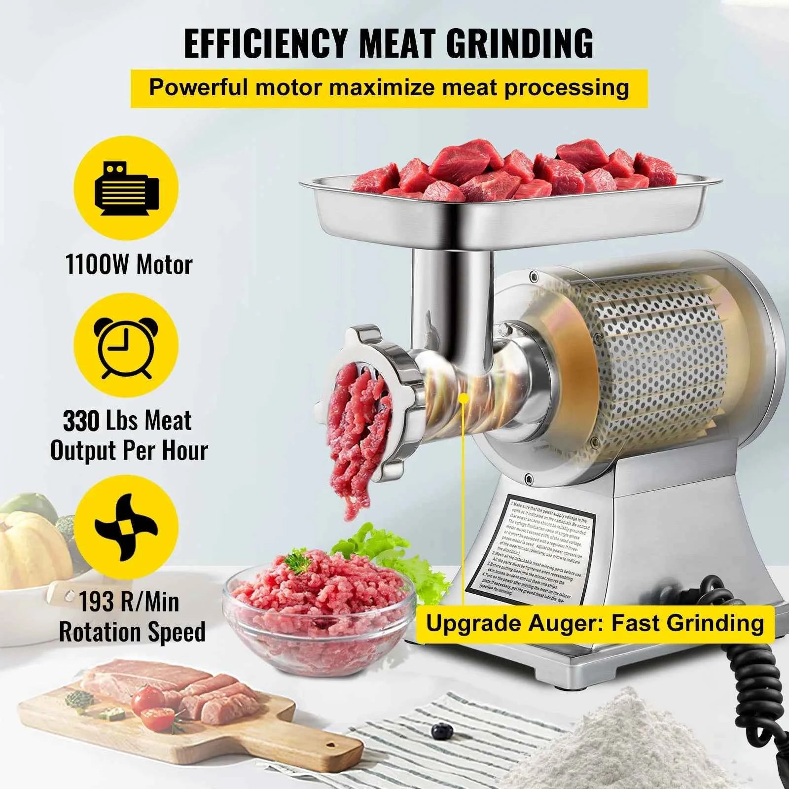 Electric Meat Grinder 550 lbs/h Stainless Steel Mincer