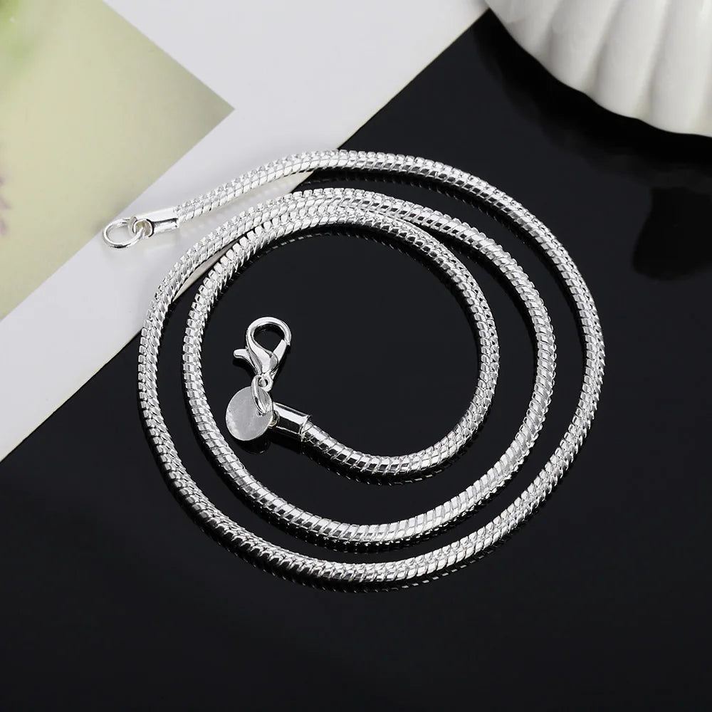 45-60cm Silver Color 1MM/2MM/3MM solid Snake Chain Necklace For Men Women Fashion Jewelry for pendant free shipping 