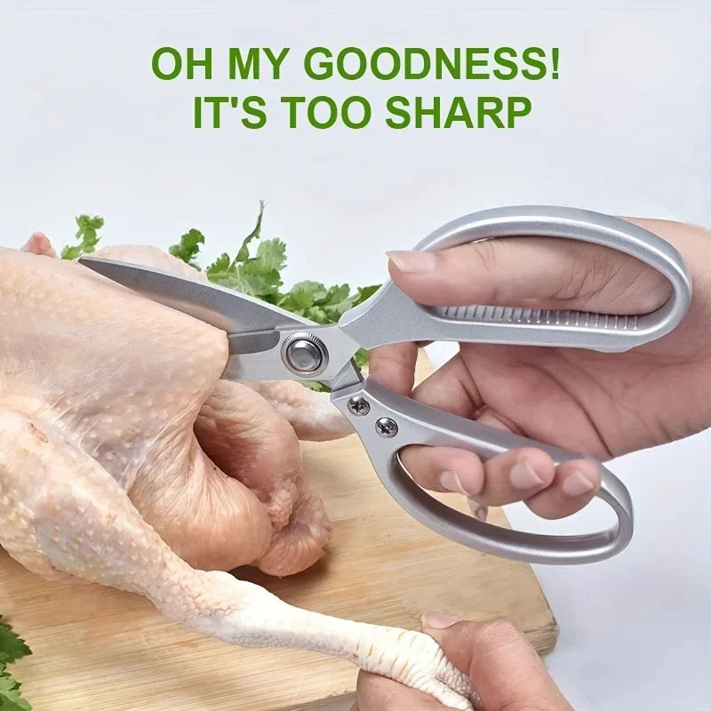 1pc Multi-Purpose Stainless Steel Kitchen Shears - Heavy-Duty Poultry Scissors with Comfortable Aluminum Alloy Grip for Food Pre 