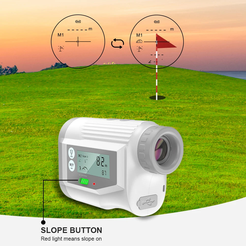 NOHAWK Golf Laser Rangefinder USB Rechargeable with Slope Compensation For Golfer Range Finder Hunting Monocular 