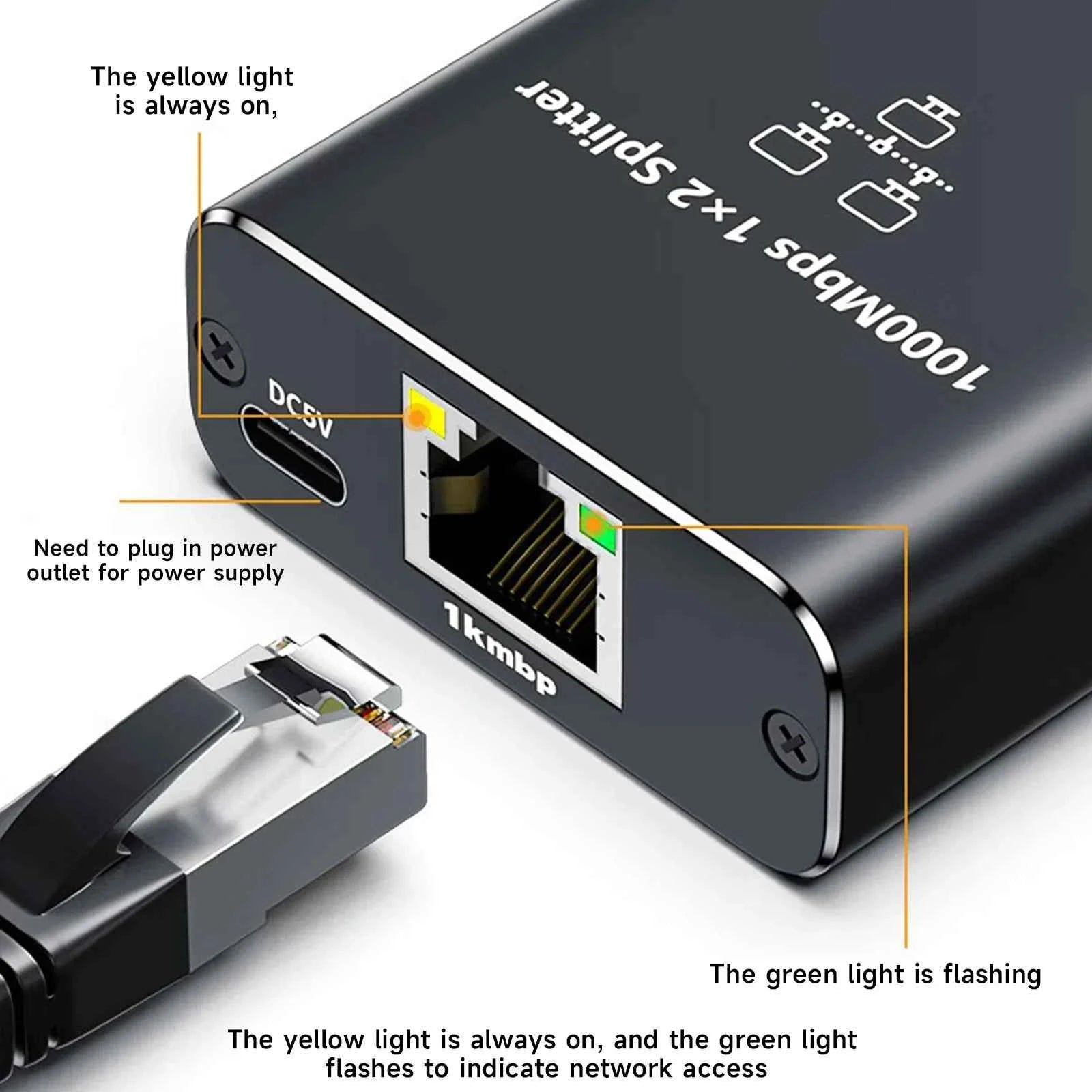 Gigabit 1000Mbps RJ45 Splitter 1 to 2 4 Ethernet Adapter Lan Connector Switch Coupler for PC Laptop TV Box Router Digital TV