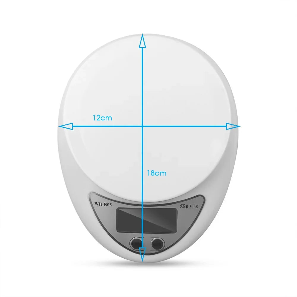 Digital Kitchen Scale, 5 kg Capacity and 1 g Increments