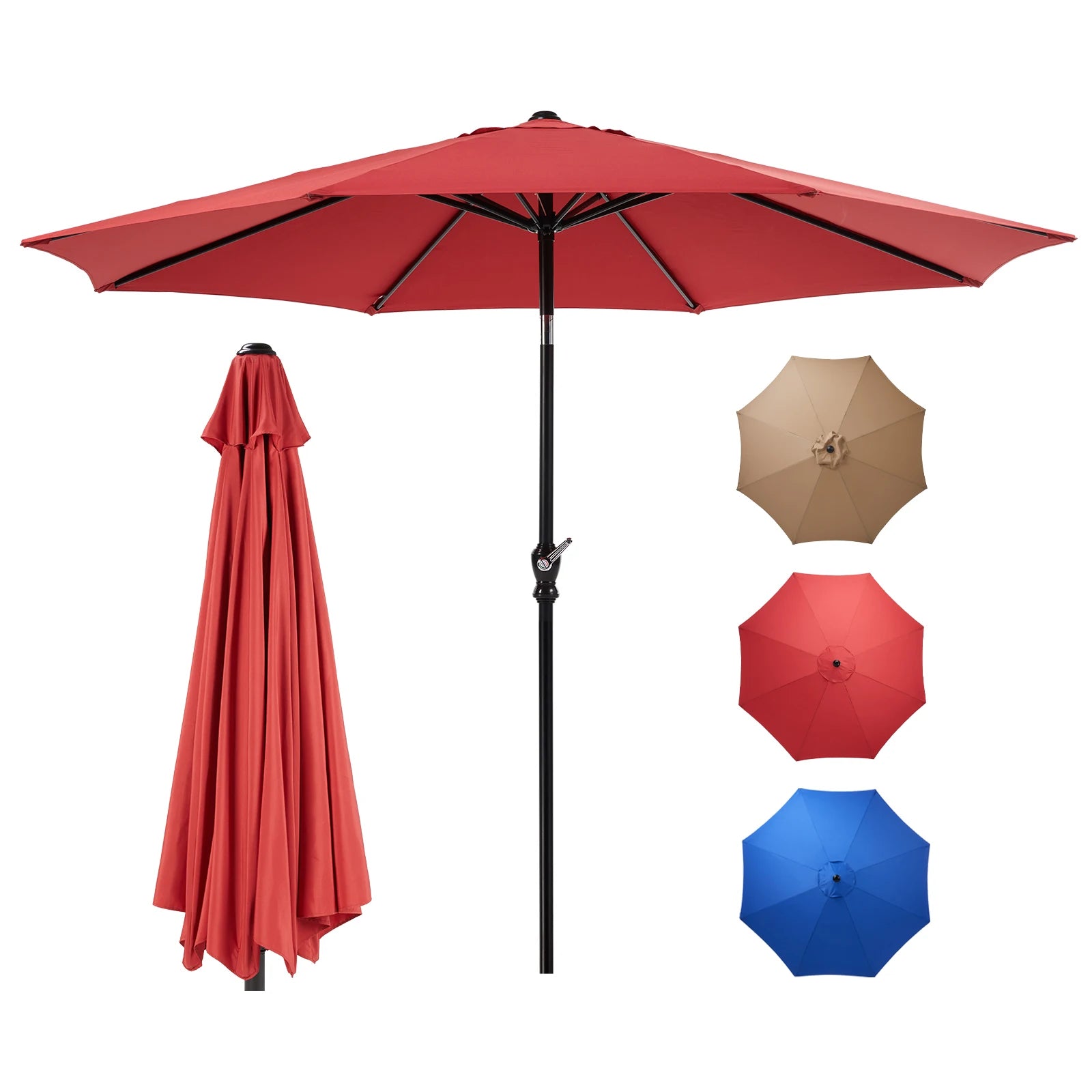 Ombrellone da esterno JHK per patio, 9 piedi, protezione UV per giardino, struttura robusta, impermeabile, ombrellone da esterno per cortile e terrazza
