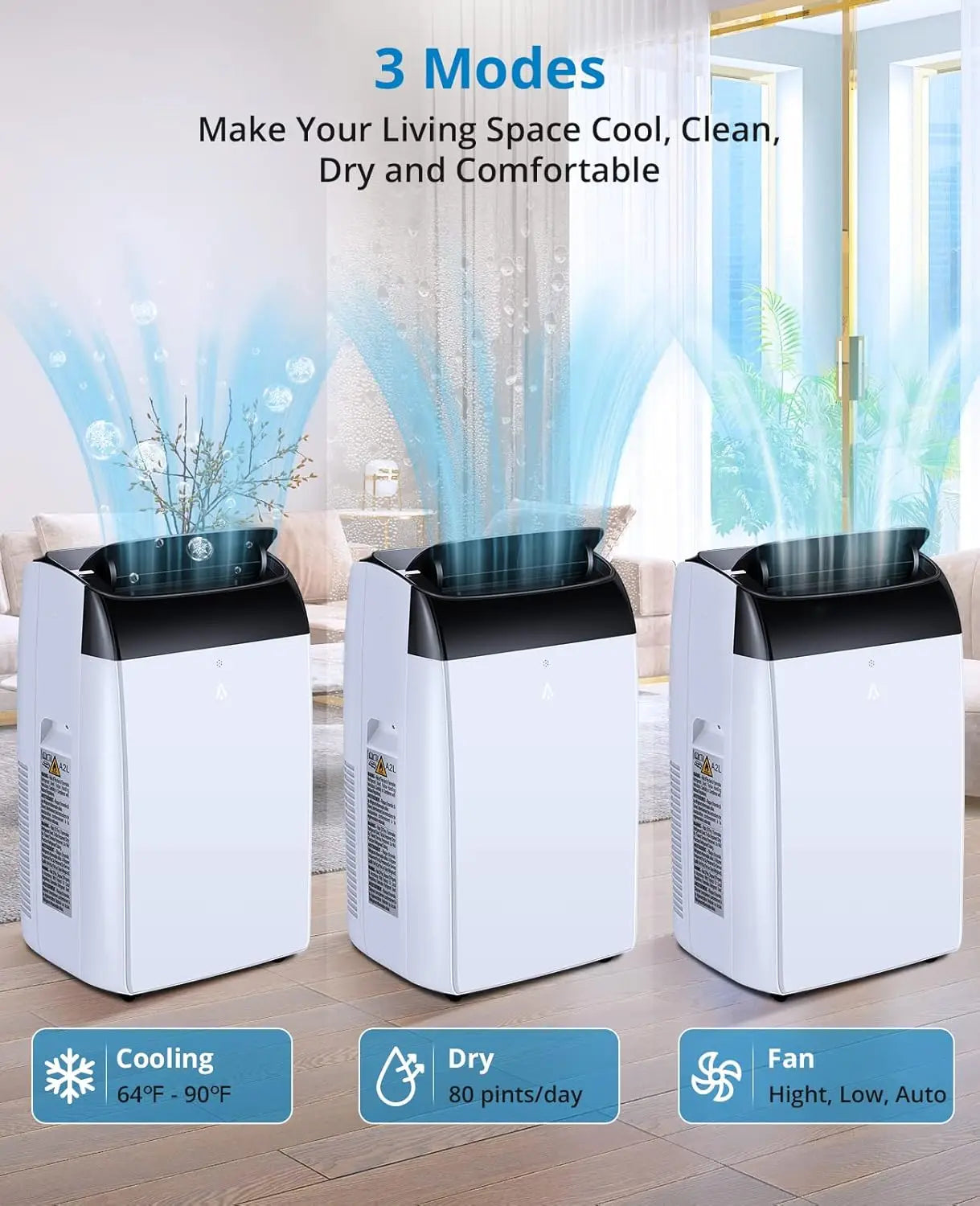 14000 BTU Portable Air Conditioner 3-in-1 with Remote Control and Sleep Mode
