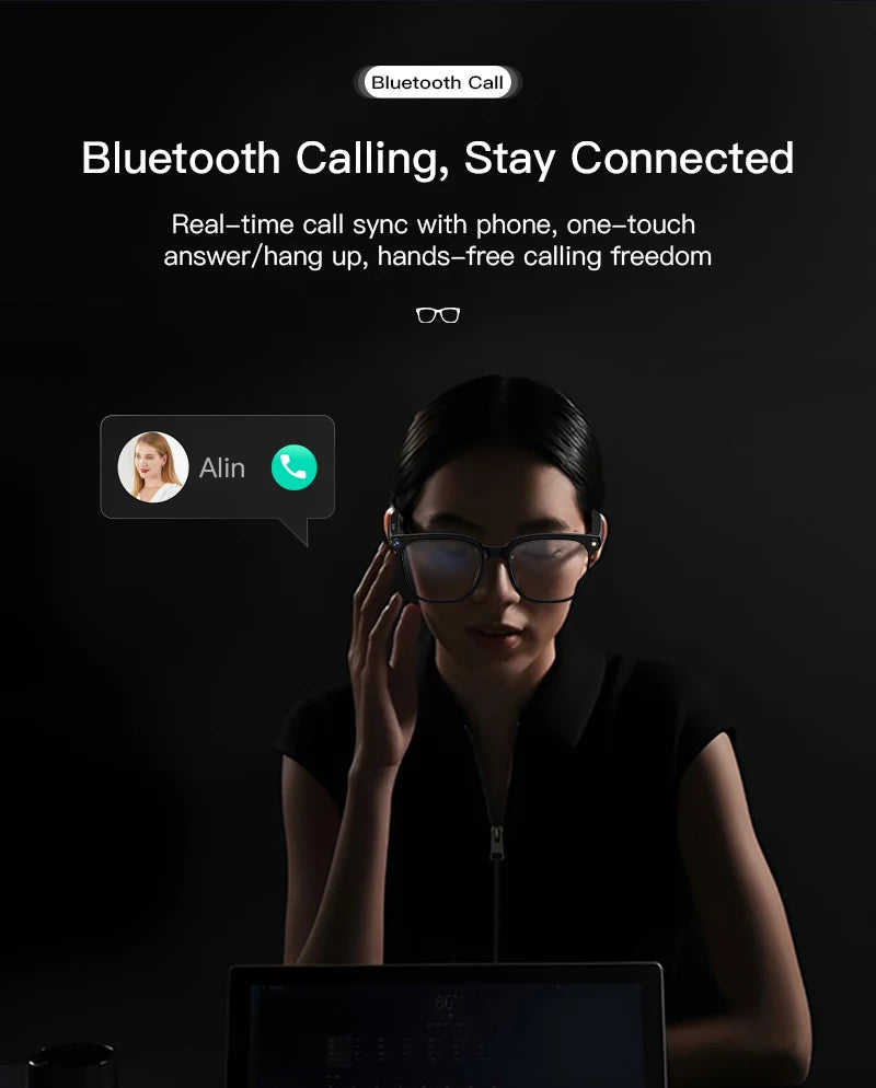 Smart AI Glasses 1080P Camera Bluetooth Calls Translation