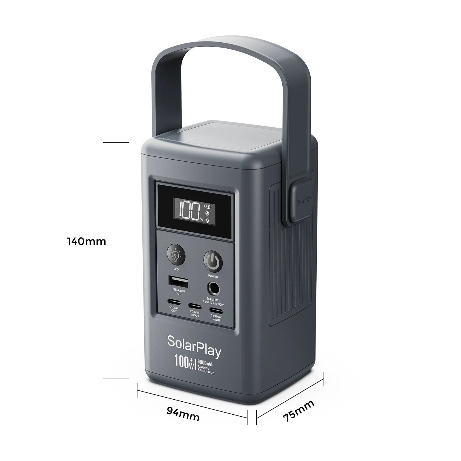 Bærbar Strømstation 25000mAh 100W USB-C til Rejse og Camping