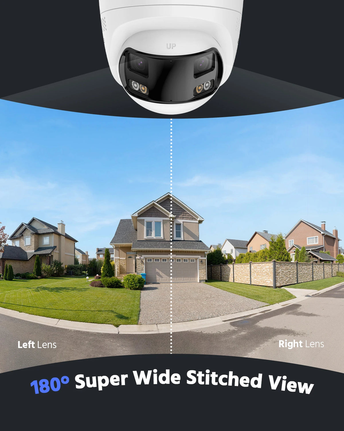 8MP Dual Lens PoE IP Security Camera with Human Detection, Two-Way Audio, 180° View
