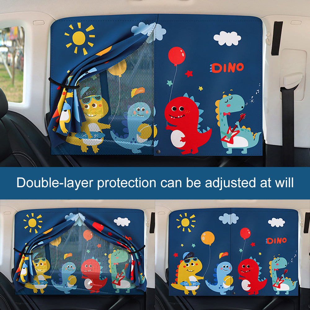 2-Layer Telescopic Car Window Shade with Magnetic Mosquito Net