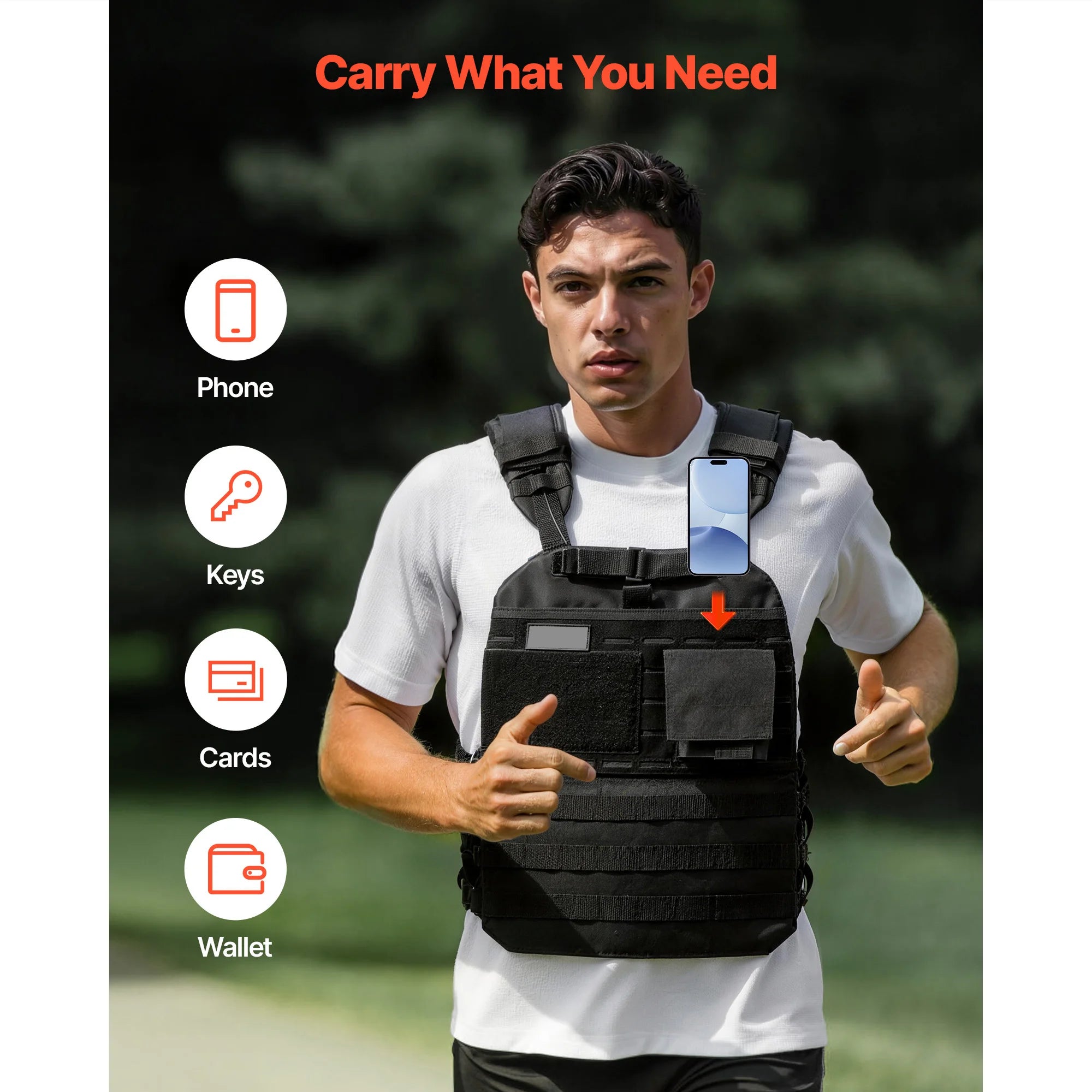 SucceBuy Weighted Vest Body Weight Vest with Shoulder Pad and Reflective Stripe Workout Equipment for  Strength Training Running