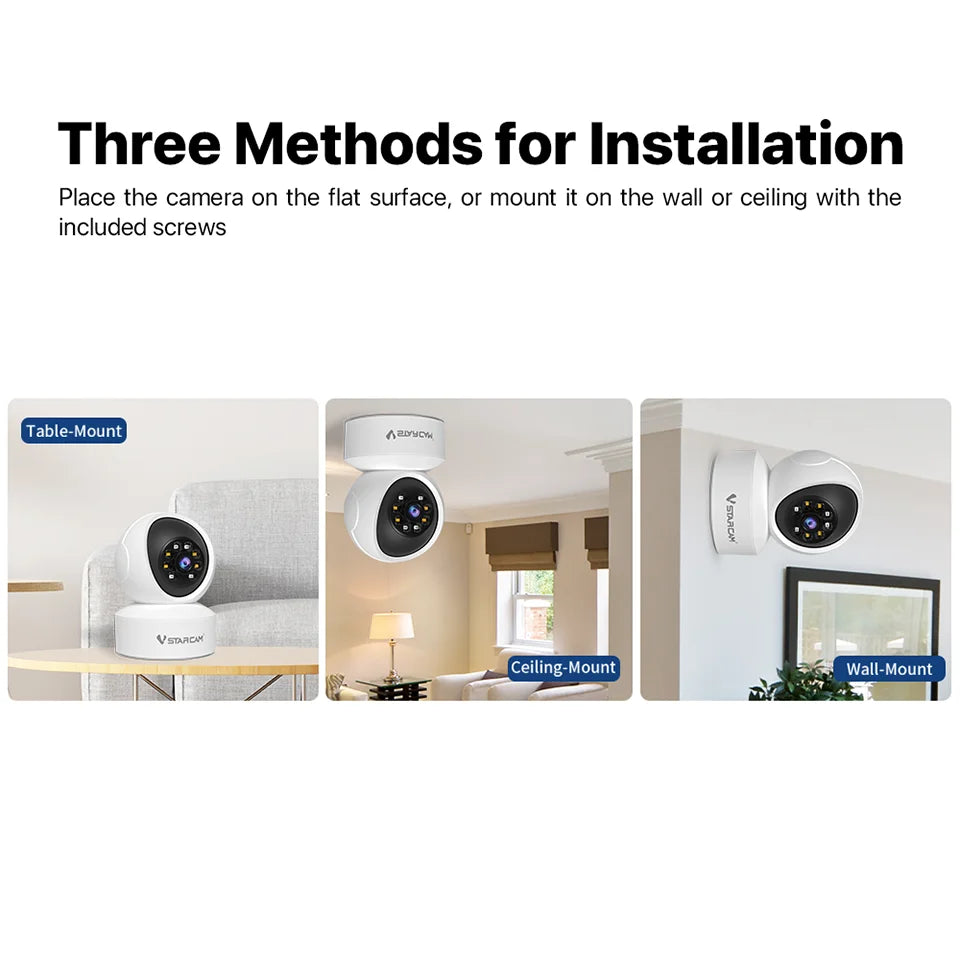 360° Indoor Security Camera with Color Night Vision & 2‑Way Audio