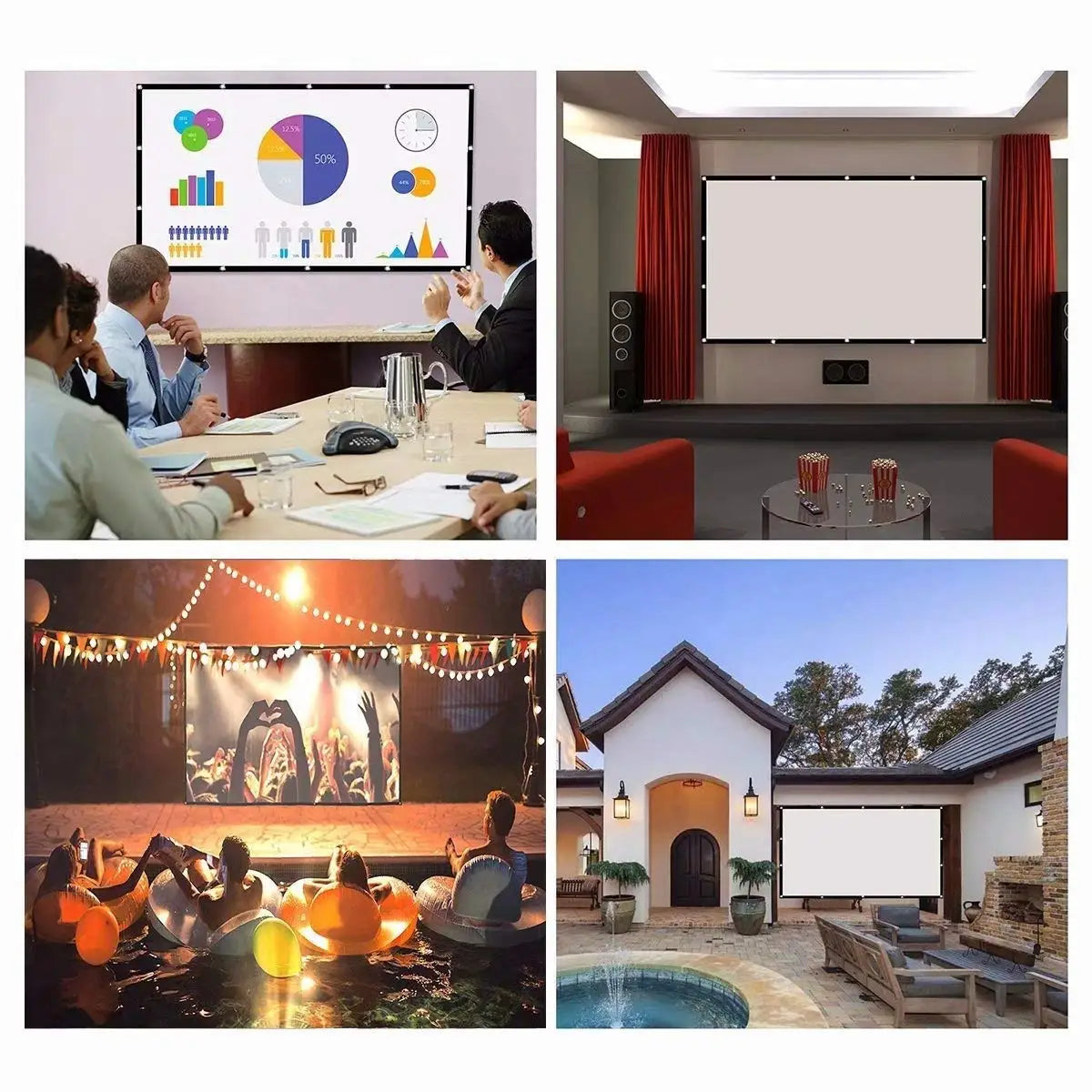 60 84 100 120 150 palců projekční plátno přenosné projekční plátno 16:9 venkovní kino plátno pro cestování domovské kino pro HY300