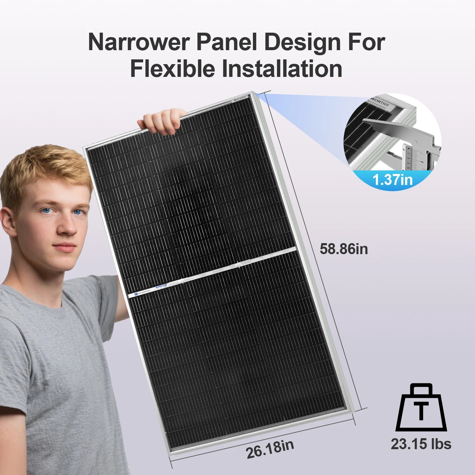 ECO-WORTHY N-Type 18BB Bifacial Solar Panels, 2PCS 195W 12 Volt Monocrystalline Solar Panel with 25% High Conversion Efficiency