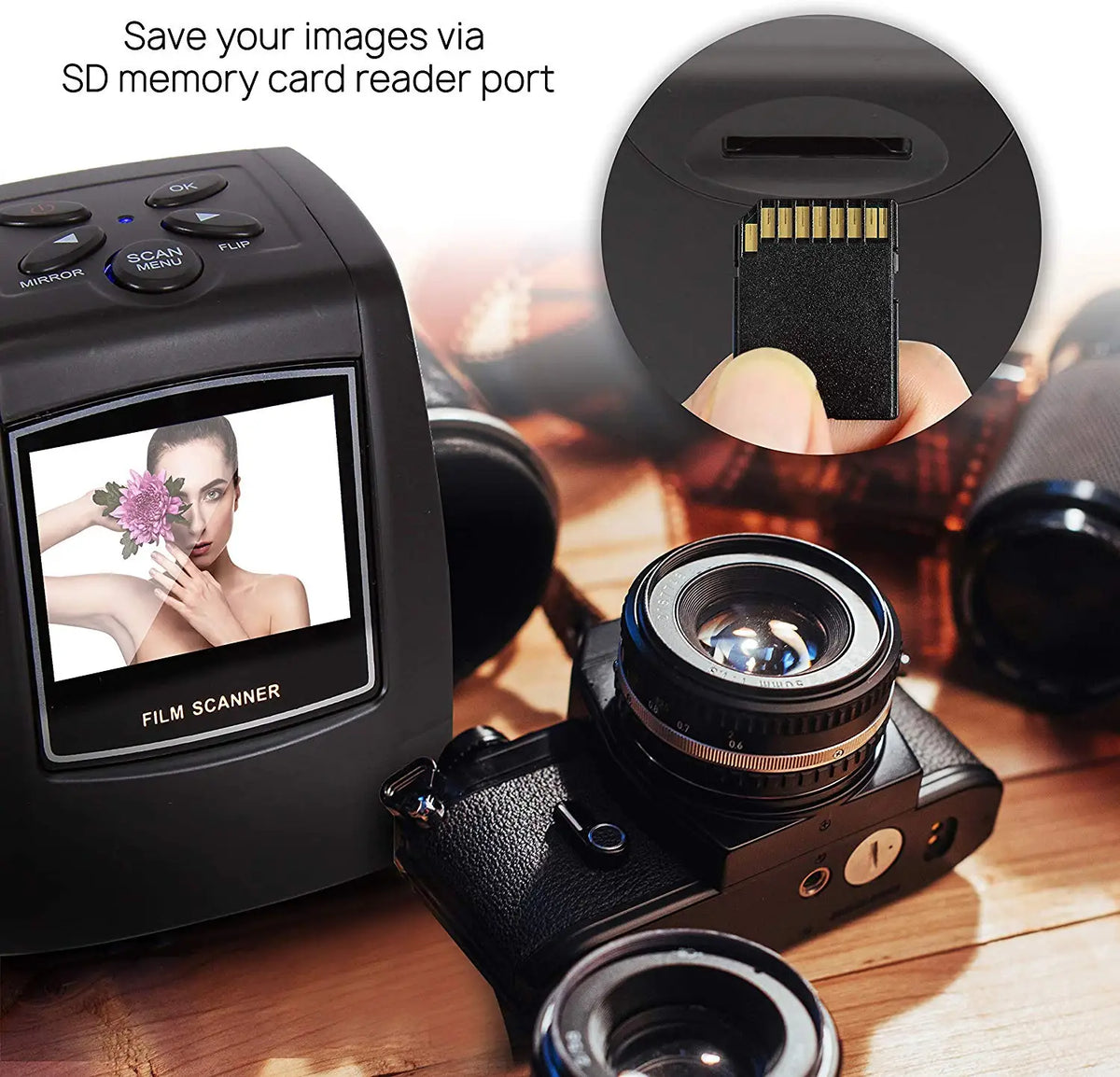 Scanner per film e diapositive da 35 mm con anteprima LCD