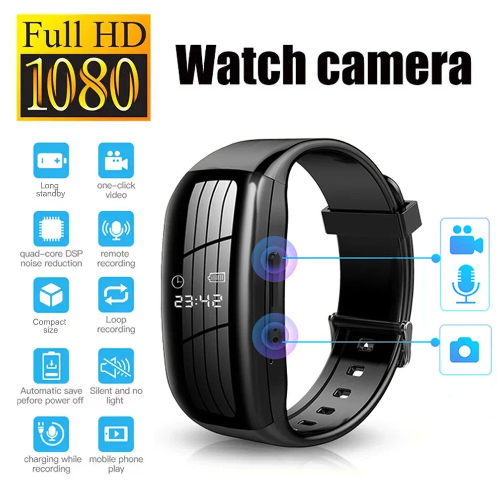 Camera video de acțiune 1080P HD, înregistrator profesional, ceas de sport, vizionare video, microfon, ceas portabil, mini cameră, potrivit pentru outdoor, întâlniri.