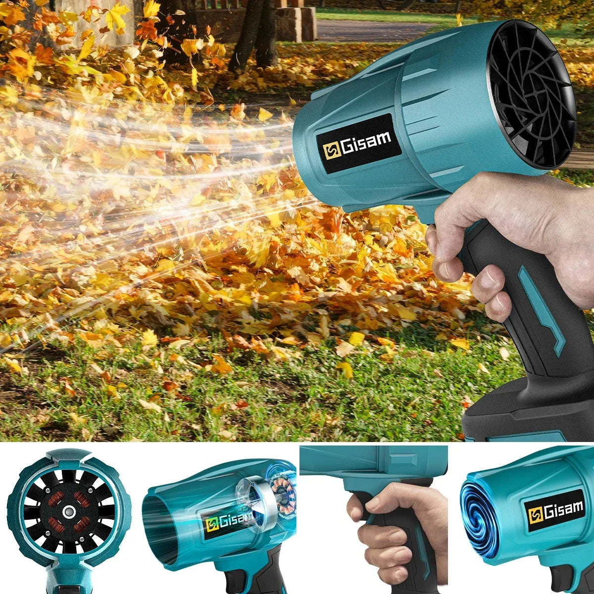Gisam Brushless Turbo Jet Fan 1500W Cordless Air Blower for Makita 18V