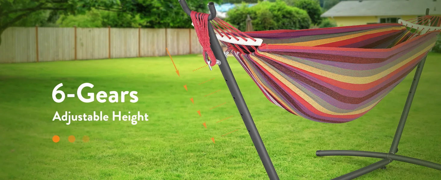 Adjustable Hammock with Stand, 600lb Capacity and Carry Bag