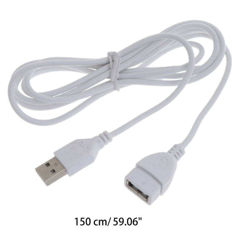 White USB Extension Cable Extender Male to Female 1.5M 5ft