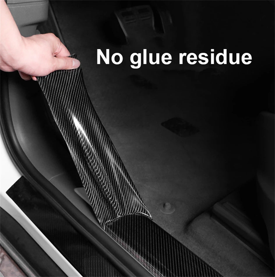 Car Door Edge Guards Door Sill Protector Black Waterproof 3D Carbon Fiber Anti Collision Film Scratch Cover Strip Stickers Tape 