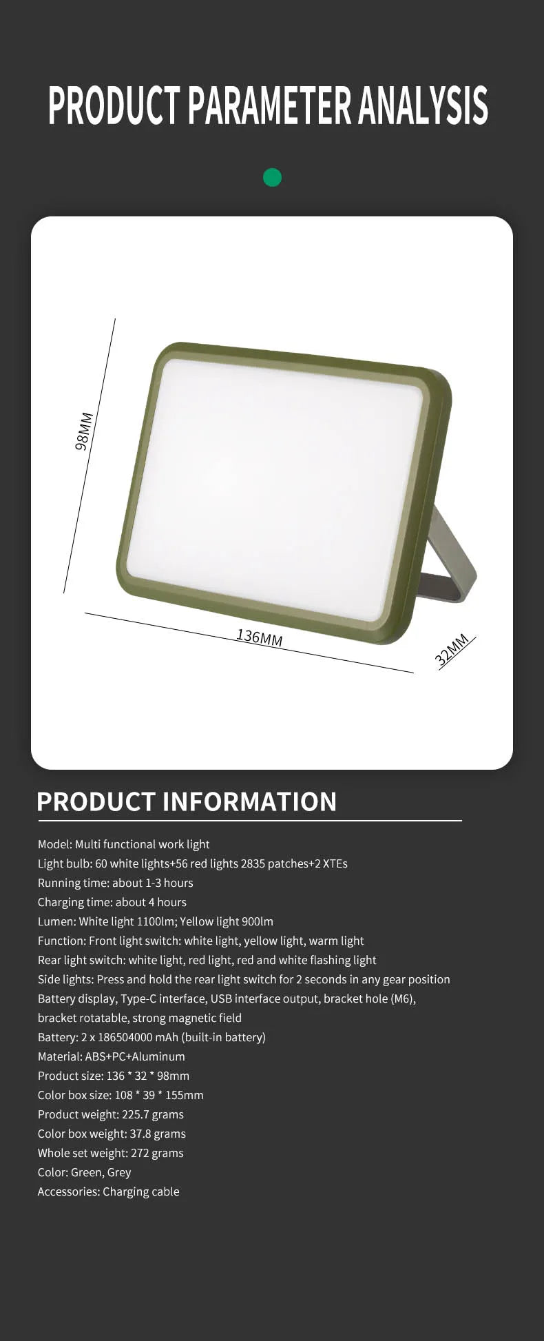 Magnetic Rechargeable LED Camping Light