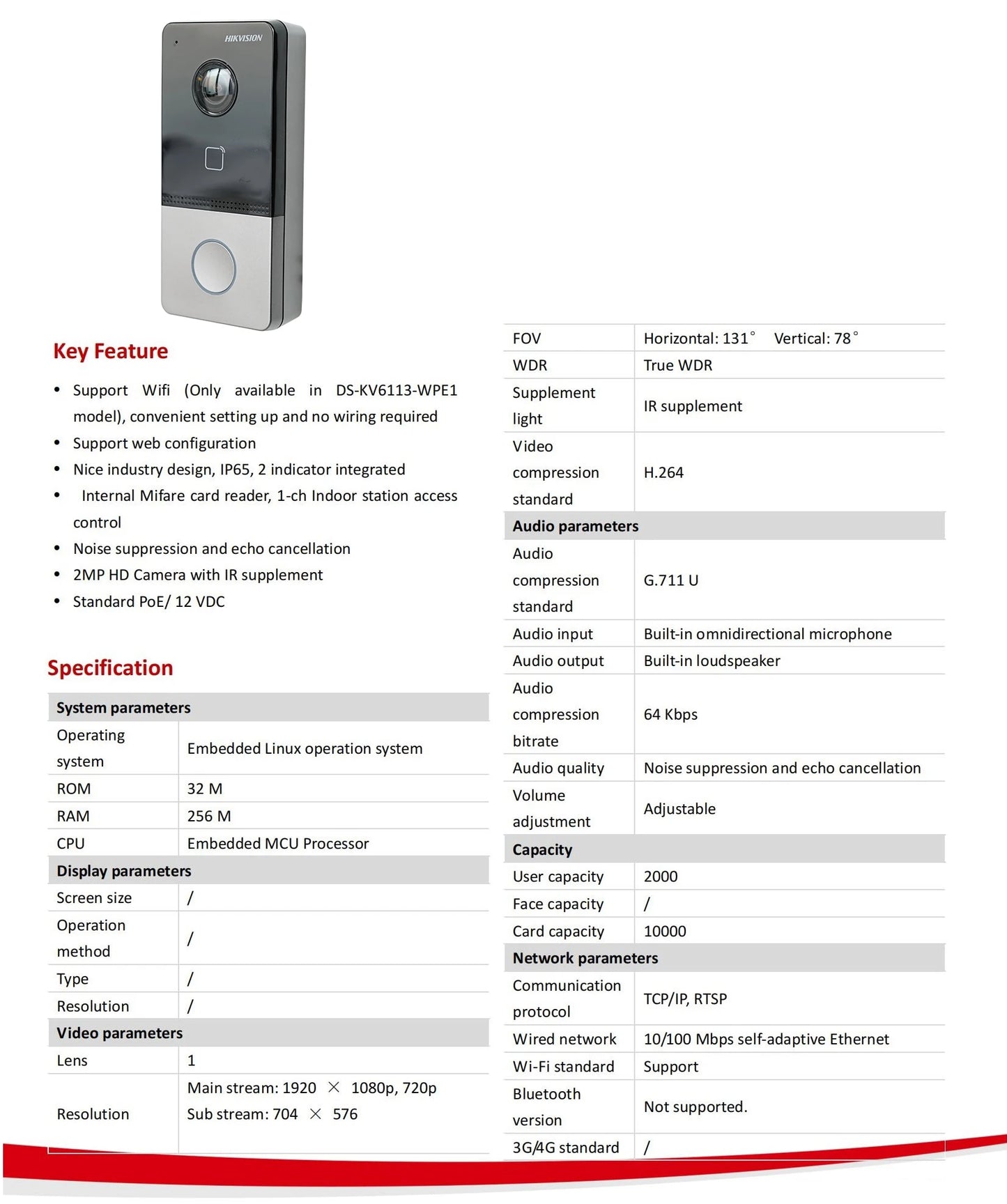 HIKVISION DS-KIS603-P(C) Multi-language 802.3af POE Video intercom KIT,include DS-KV6113-WPE1(C) & DS-KH6320-WTE1 & PoE Switch Spy-shop.com