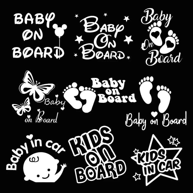 Baby en Kinderen on Board autodecal – Negen ontwerpen