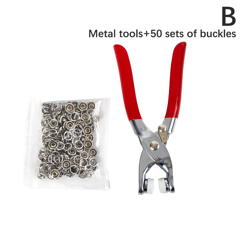 Snaps Buttons Pliers Set Snap Fasteners Kit Tool Sewing Buttons Press Studs Snap for Installing Clothes Bags 