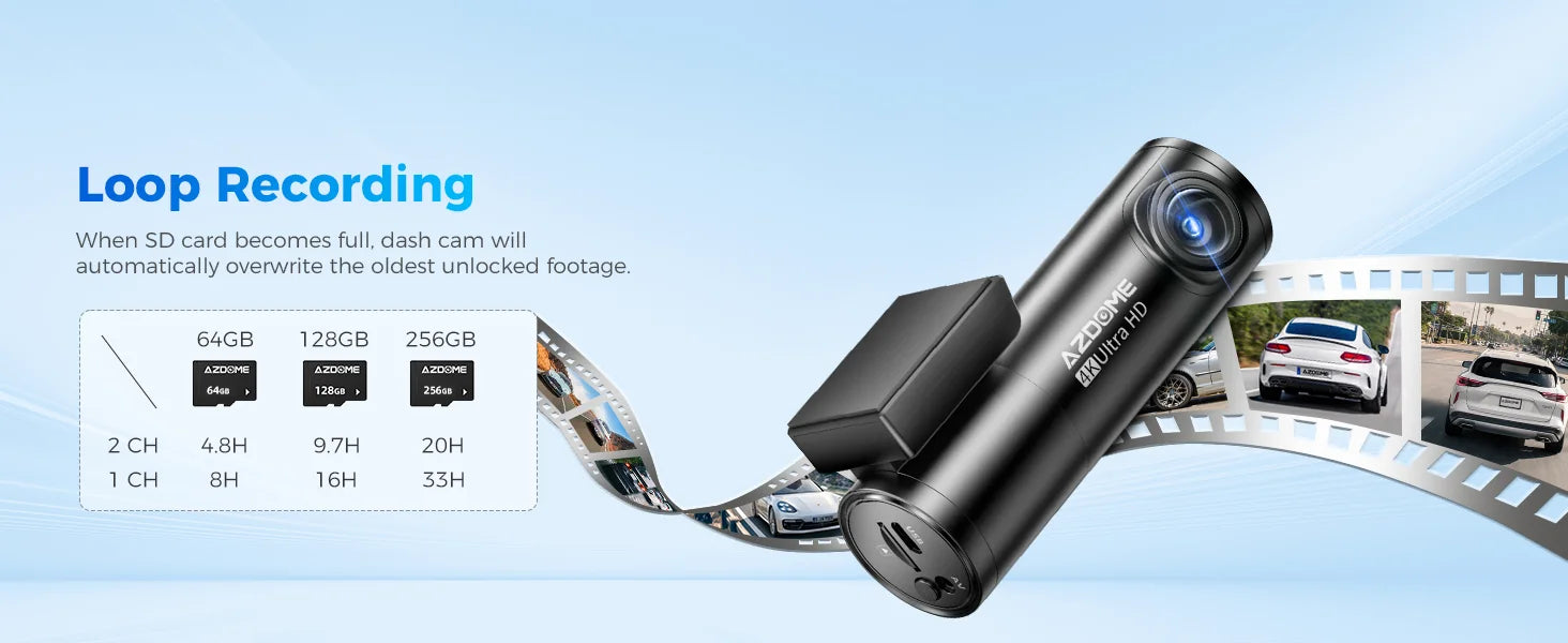 AZDOME M300S 4K Front and Rear Dash Cam with WiFi GPS