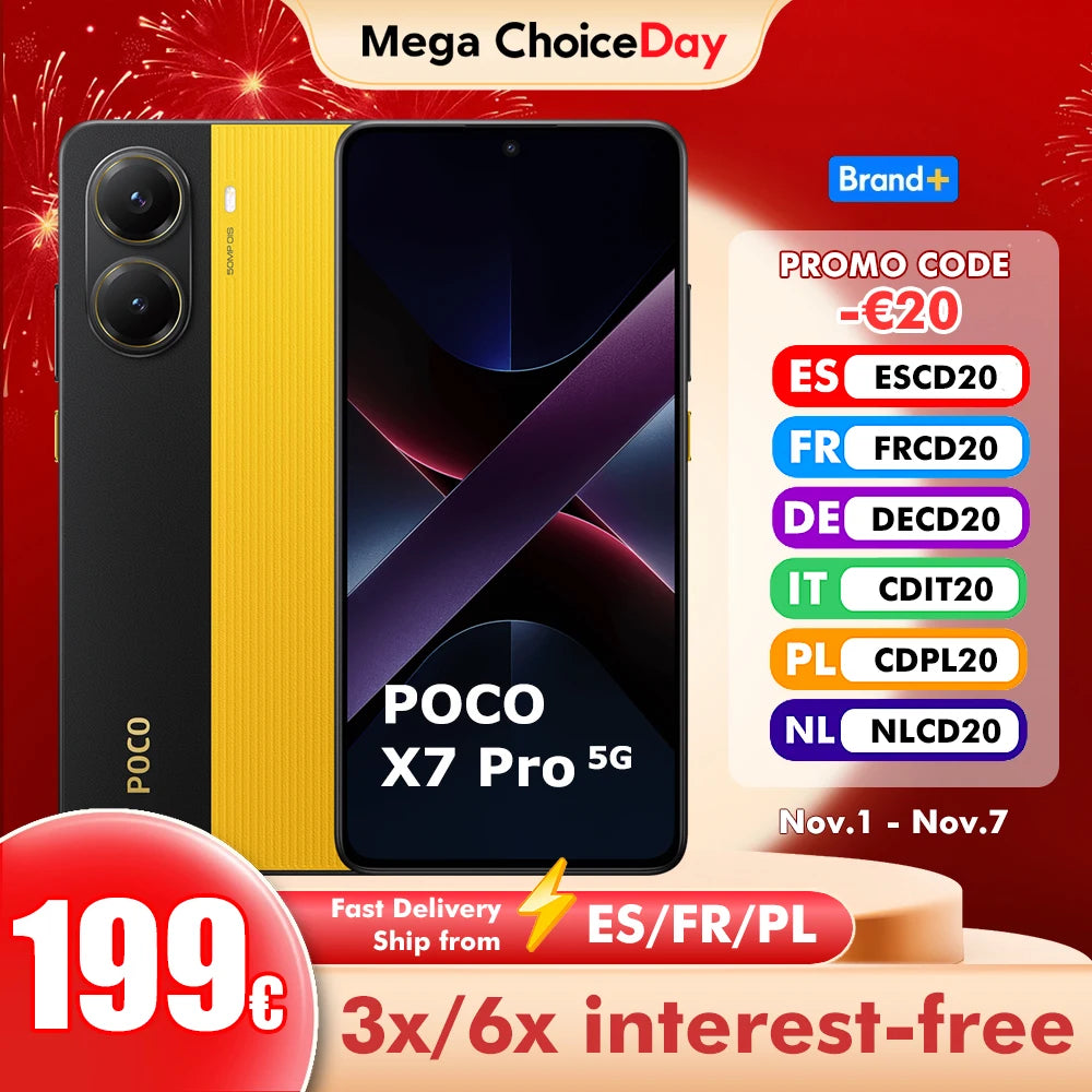 POCO X7 Pro 8GB/256GB 12GB/256GB 12GB/512GB NFC senza caricatore UE Versione globale cellulare