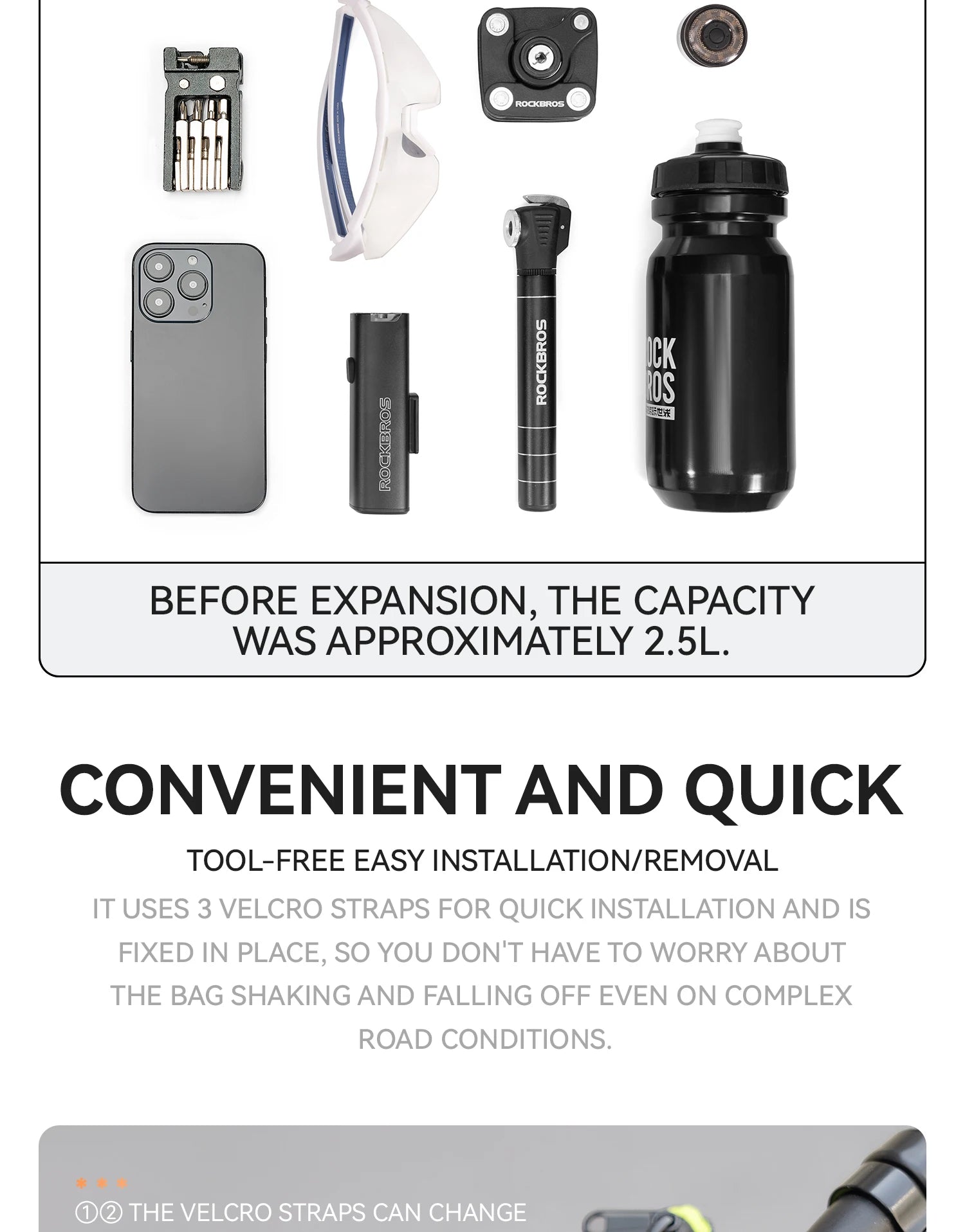 2.5L Waterproof Bike Handlebar Bag with Quick Release Mount