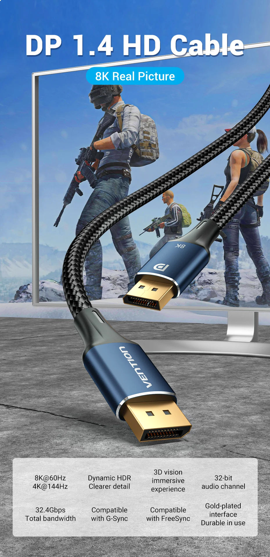 DisplayPort Cable - DP 1.2 and 1.4 Options