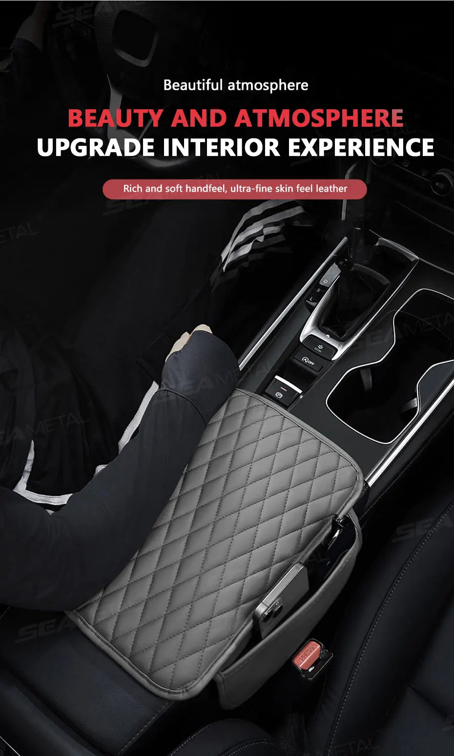 Universal Car Armrest Box Cover with Storage Pockets