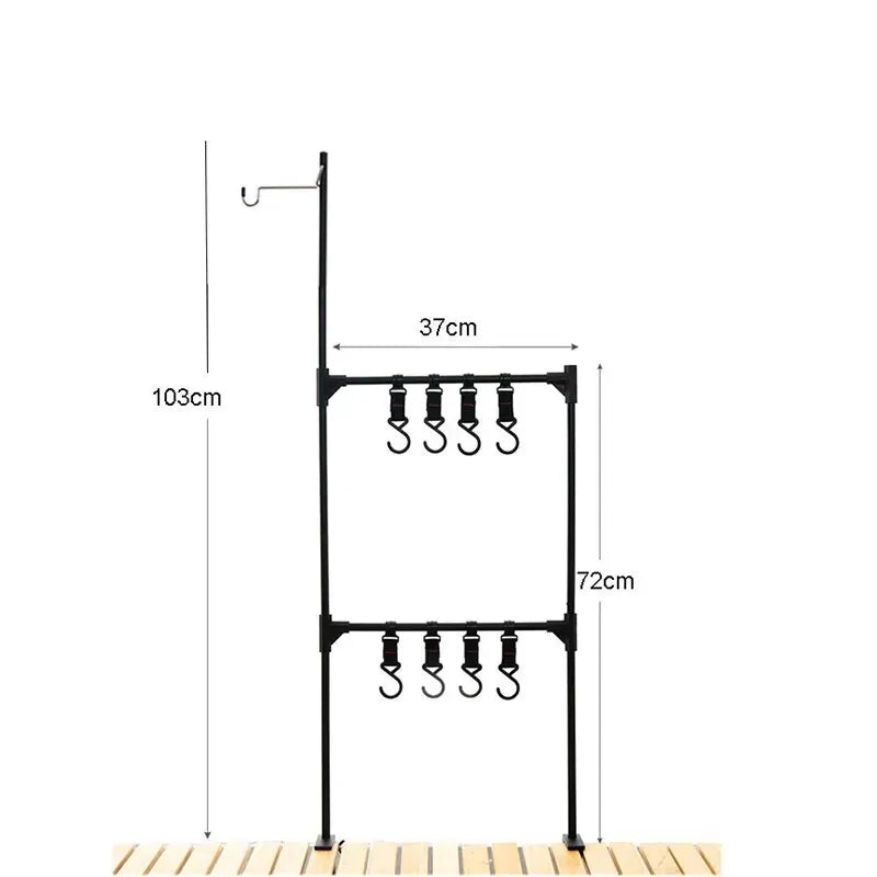Camping Desktop Storage Rack with Hooks for Outdoor Tables