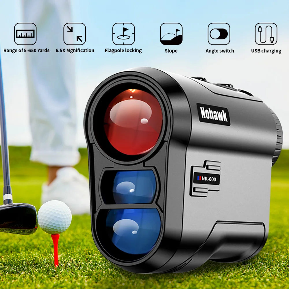 NOHAWK Golf Laser Rangefinder USB Rechargeable with Slope Compensation For Golfer Range Finder Hunting Monocular 