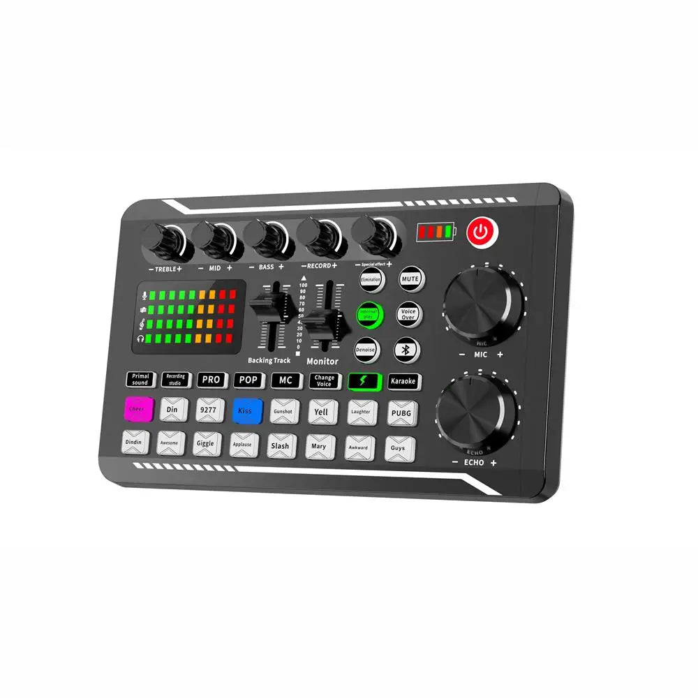 Live Sound Card And Audio Interface With DJ Mixer Effects Voice Changer Bluetooth-compatible Mixer For Live Streaming Singing 