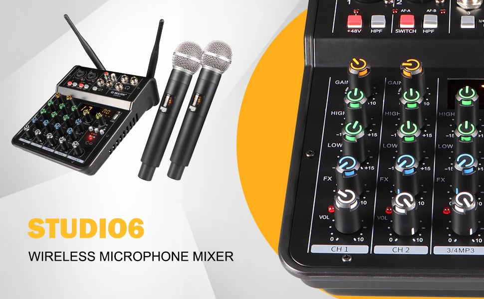 Studio 6 Audio Mixer with Bluetooth and USB