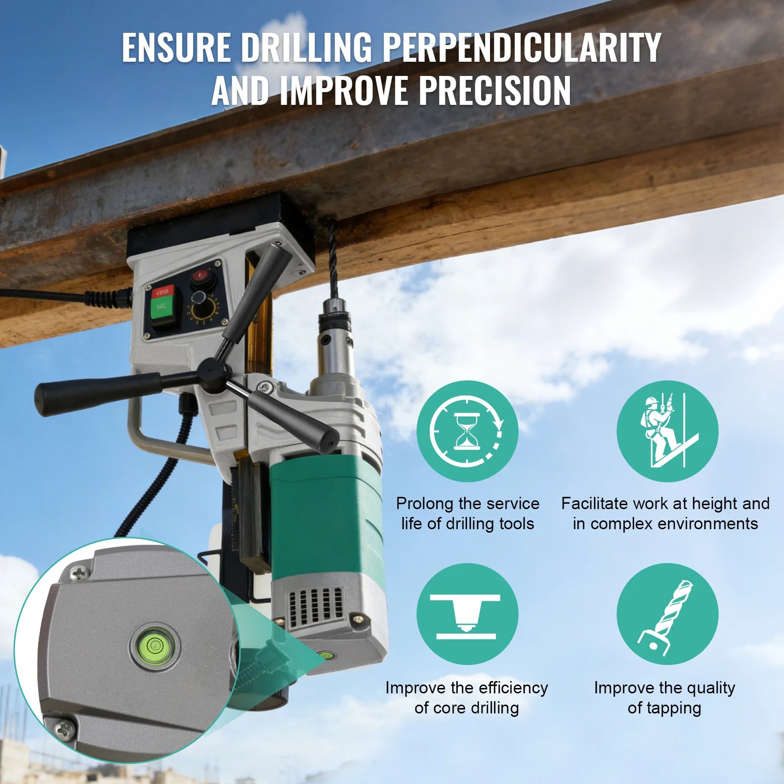 Magnetic Drill Press 1450W/1550W with 10-Speed Control & Strong Base