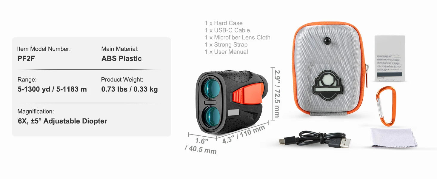 Magnetic Golf Rangefinder 1300 Yards with Slope & Flag Lock