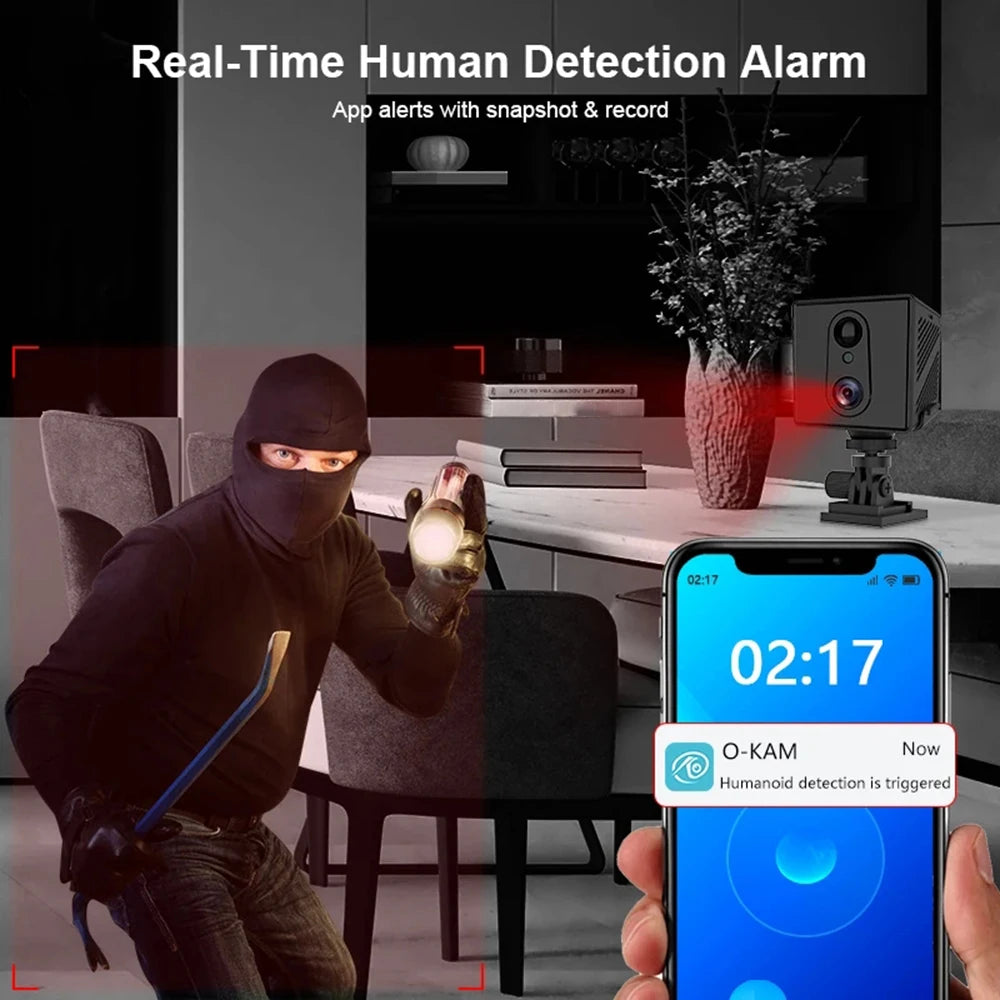 Mini 4G Security Camera with AI Detection, 5MP HD & Night Vision