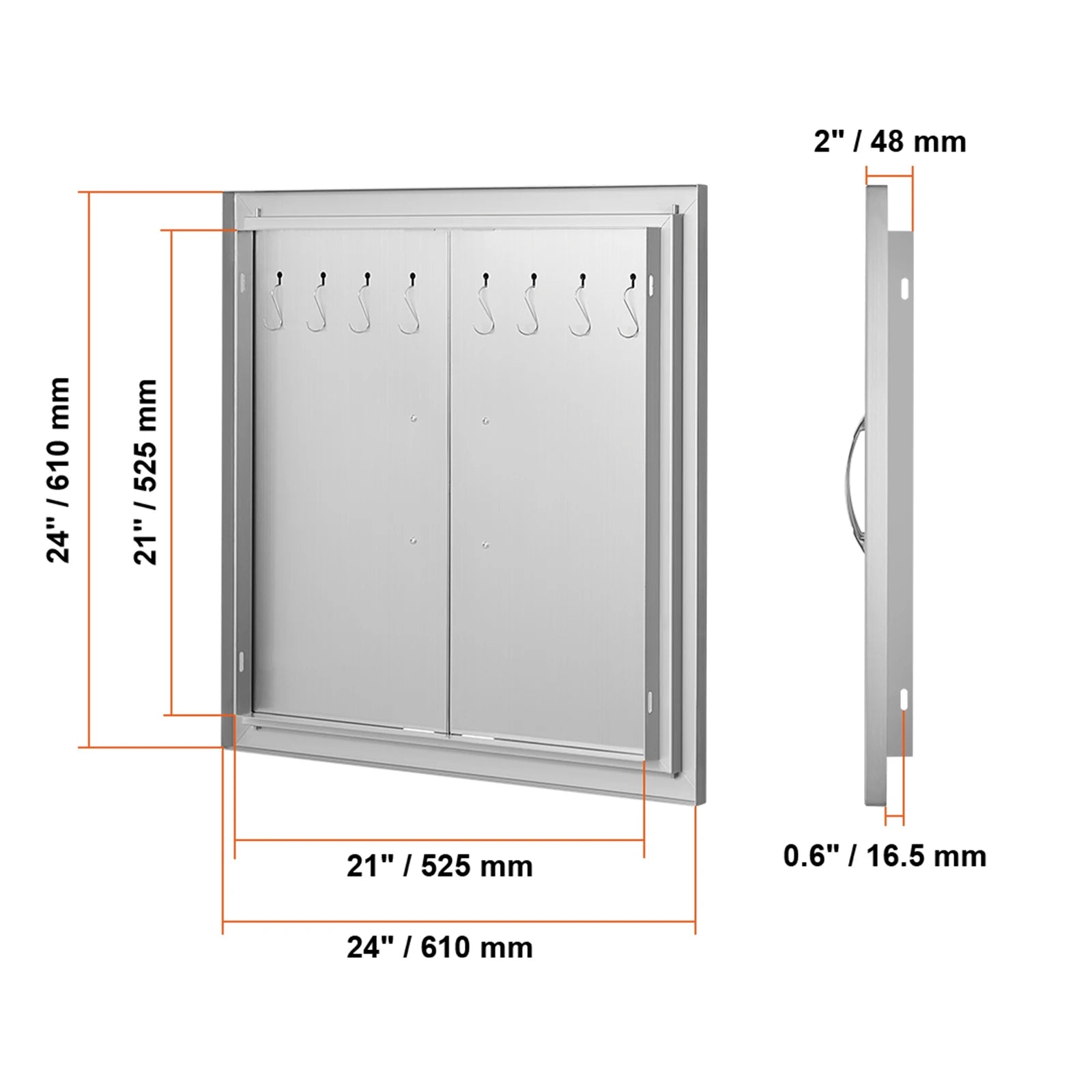 Stainless Steel BBQ Access Door Double Flush Mount Outdoor Cabinet Door