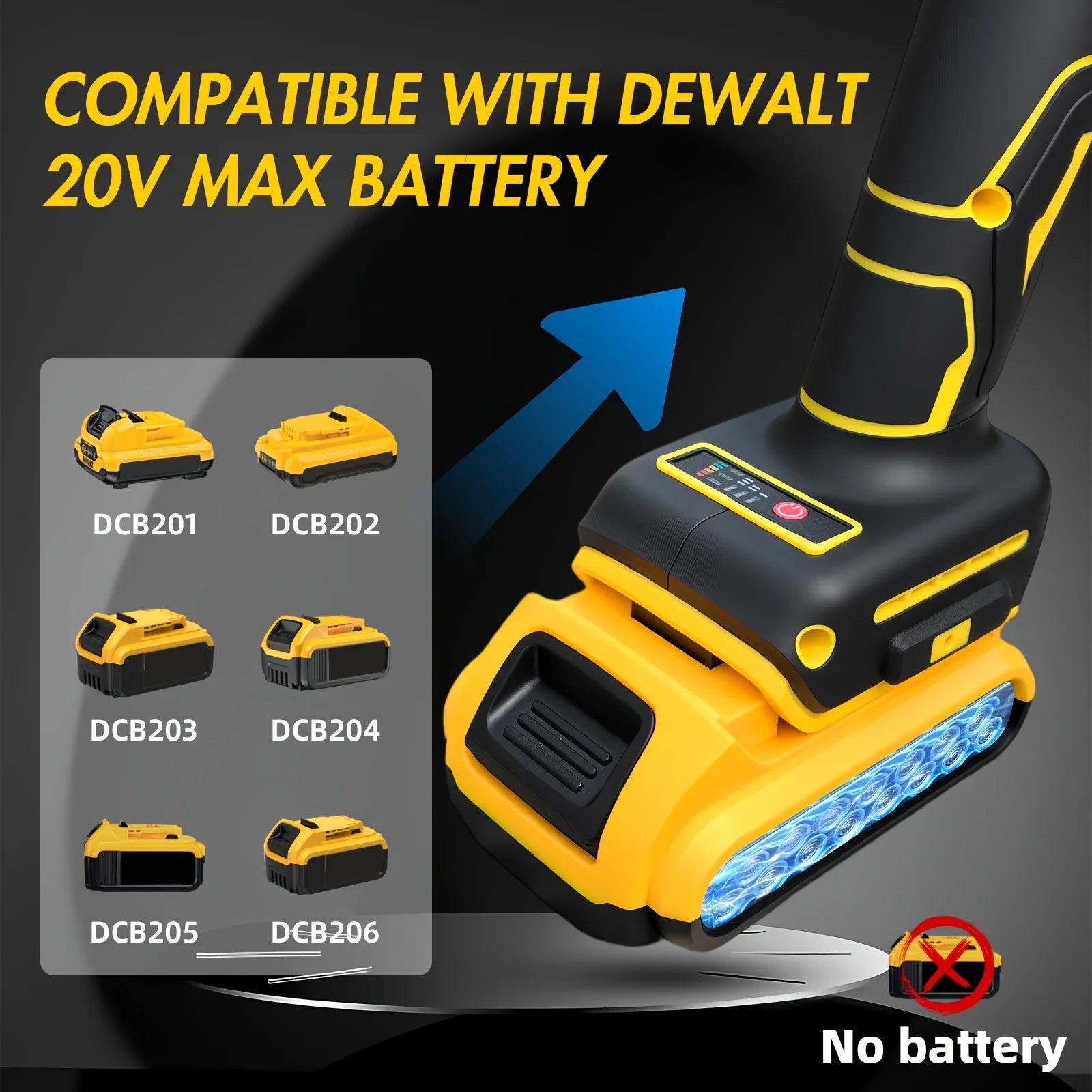 Cordless 5" Angle Grinder for Dewalt 20V Battery, 3 Speeds