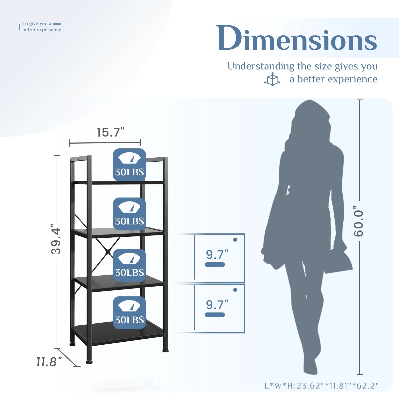 4 Tier Wooden Display Bookshelf with Metal Frame Storage Shelf