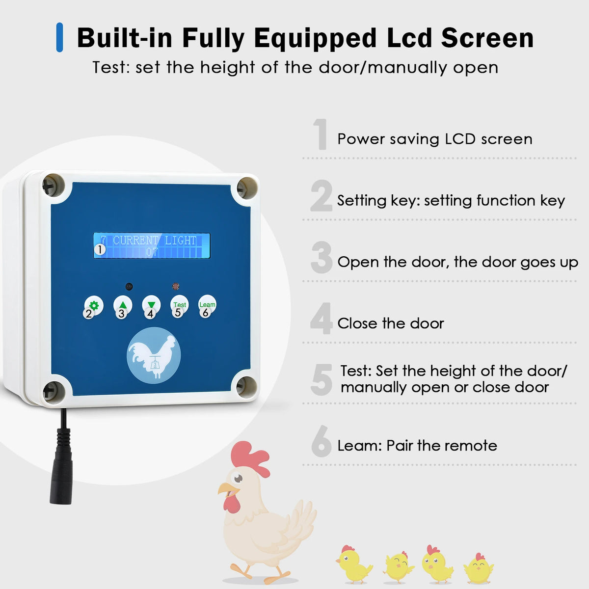 Automatic Chicken Coop Door Kit Door Opener with Light Sensor, Timer and Controller Opening,Create a Safe Home for Your Chickens